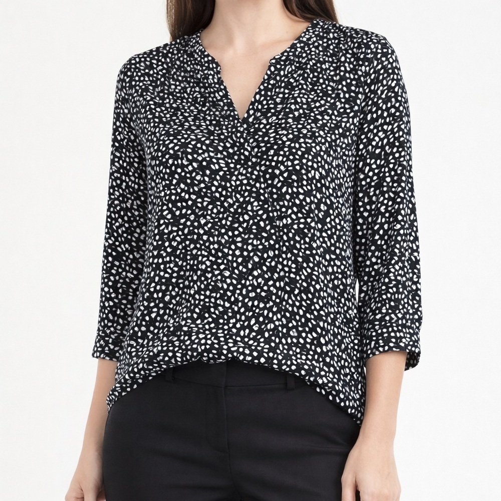 JACHS Girlfriend NY Abstract Print Blouse Black White Size S NWT Flowy Modern